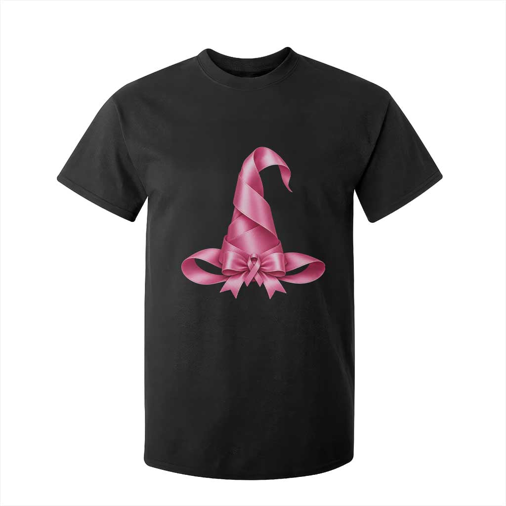 Pink Ribbon Witch Hat Breast Cancer Halloween T Shirt For Kid