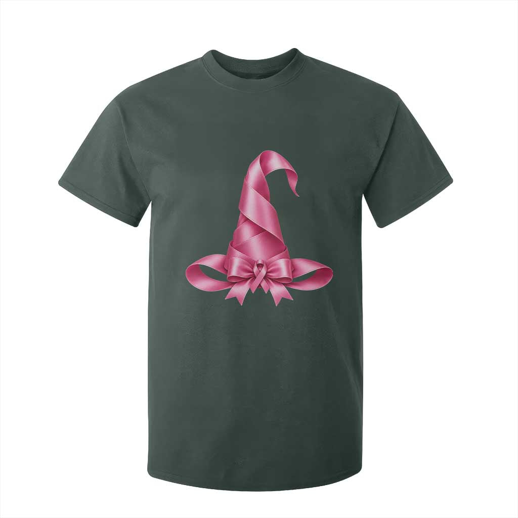 Pink Ribbon Witch Hat Breast Cancer Halloween T Shirt For Kid