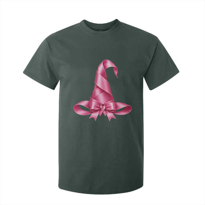 Pink Ribbon Witch Hat Breast Cancer Halloween T Shirt For Kid