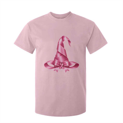 Pink Ribbon Witch Hat Breast Cancer Halloween T Shirt For Kid