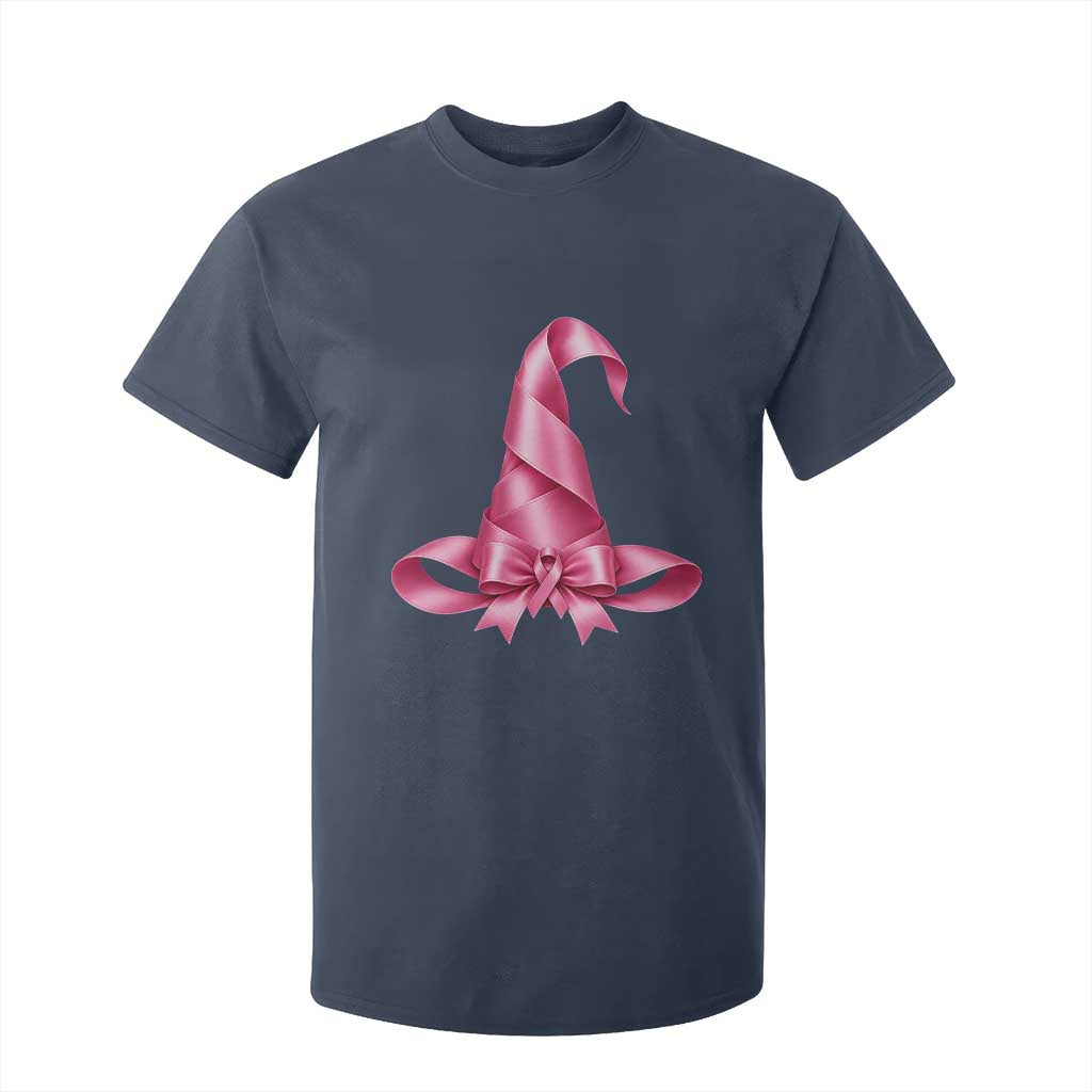 Pink Ribbon Witch Hat Breast Cancer Halloween T Shirt For Kid