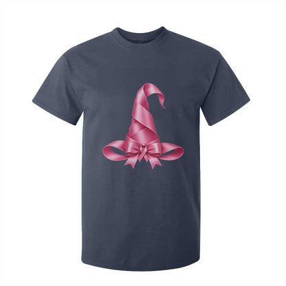 Pink Ribbon Witch Hat Breast Cancer Halloween T Shirt For Kid