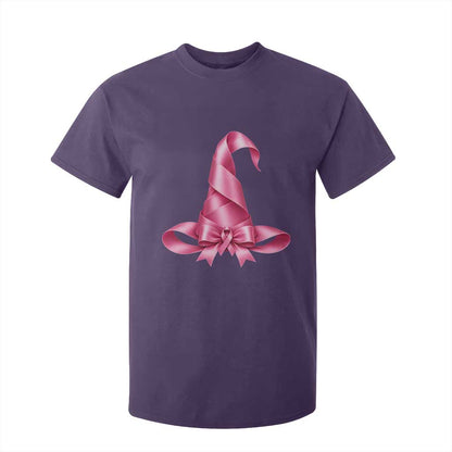 Pink Ribbon Witch Hat Breast Cancer Halloween T Shirt For Kid