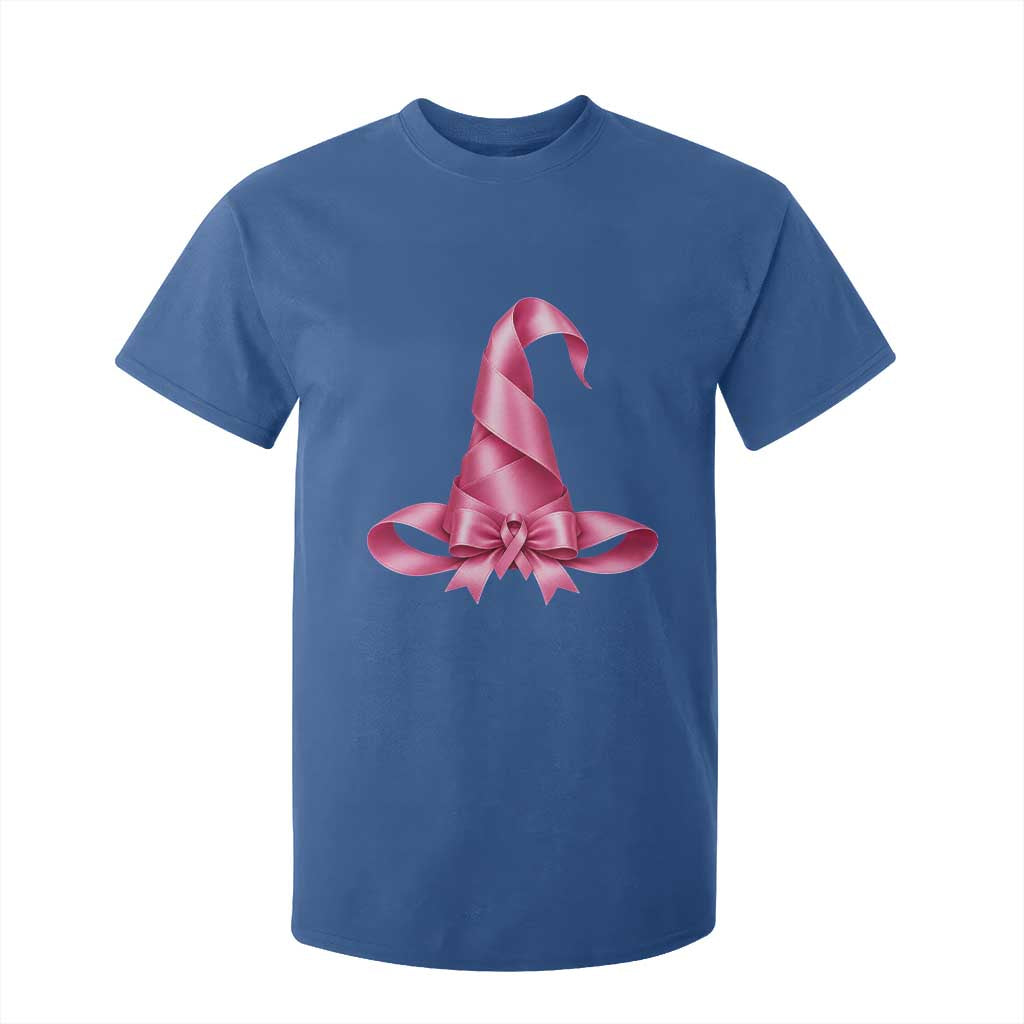 Pink Ribbon Witch Hat Breast Cancer Halloween T Shirt For Kid