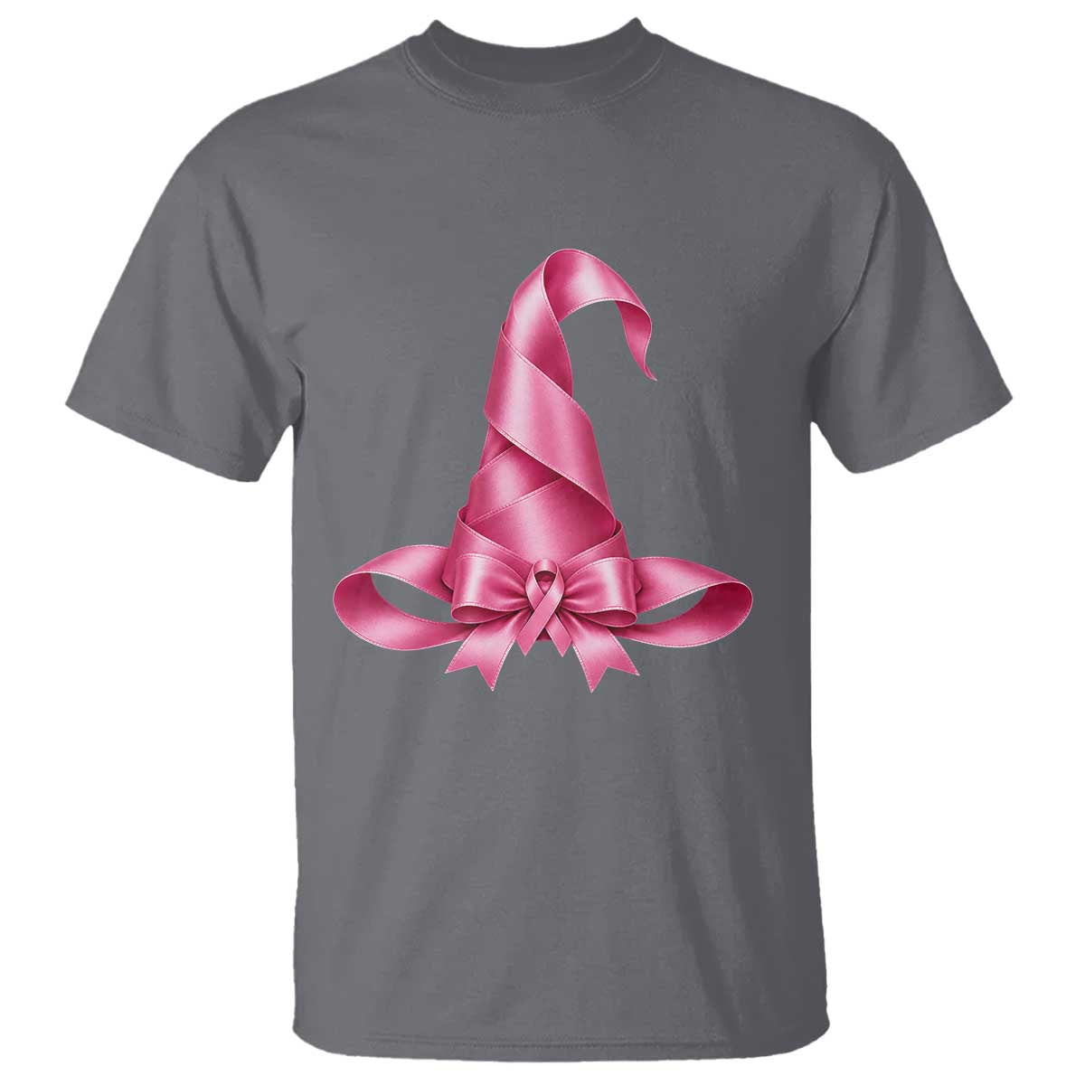 Pink Ribbon Witch Hat Breast Cancer Halloween T Shirt