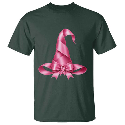 Pink Ribbon Witch Hat Breast Cancer Halloween T Shirt