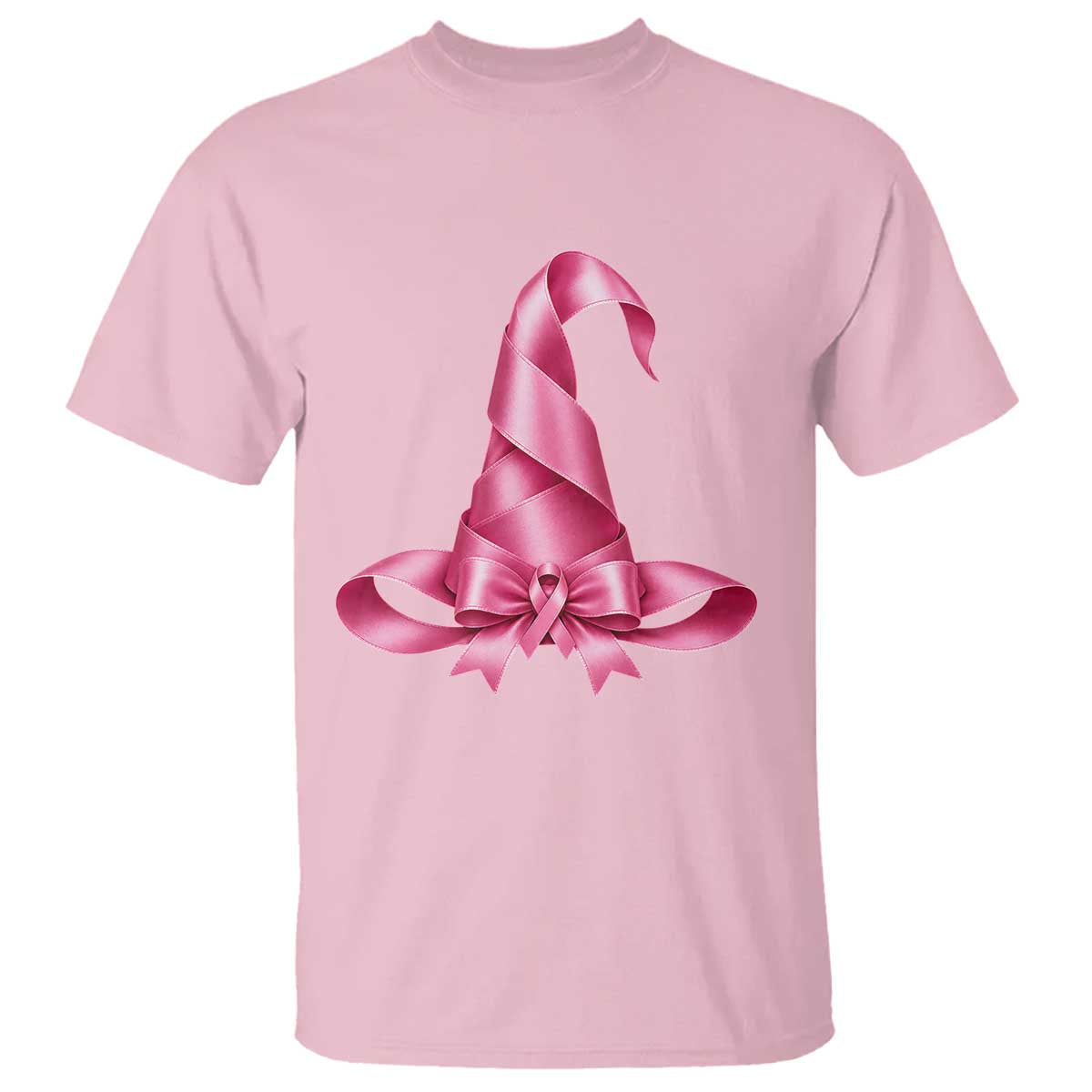 Pink Ribbon Witch Hat Breast Cancer Halloween T Shirt