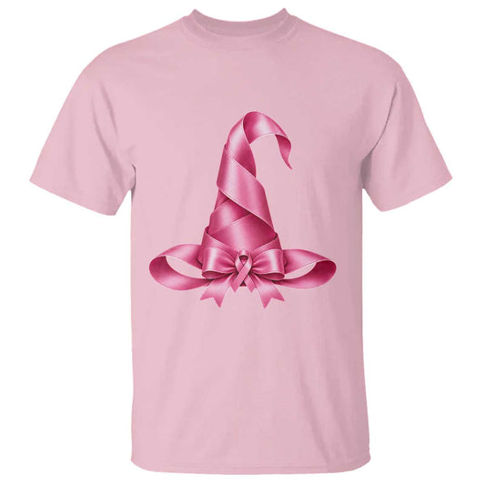 Pink Ribbon Witch Hat Breast Cancer Halloween T Shirt