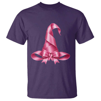 Pink Ribbon Witch Hat Breast Cancer Halloween T Shirt
