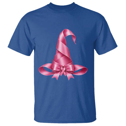 Pink Ribbon Witch Hat Breast Cancer Halloween T Shirt