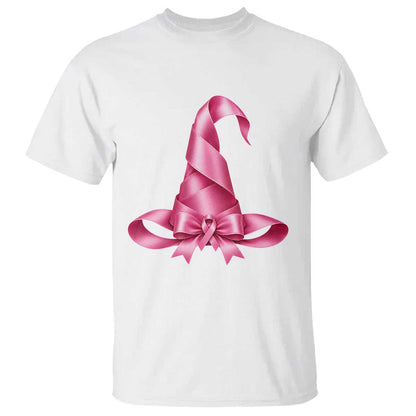Pink Ribbon Witch Hat Breast Cancer Halloween T Shirt