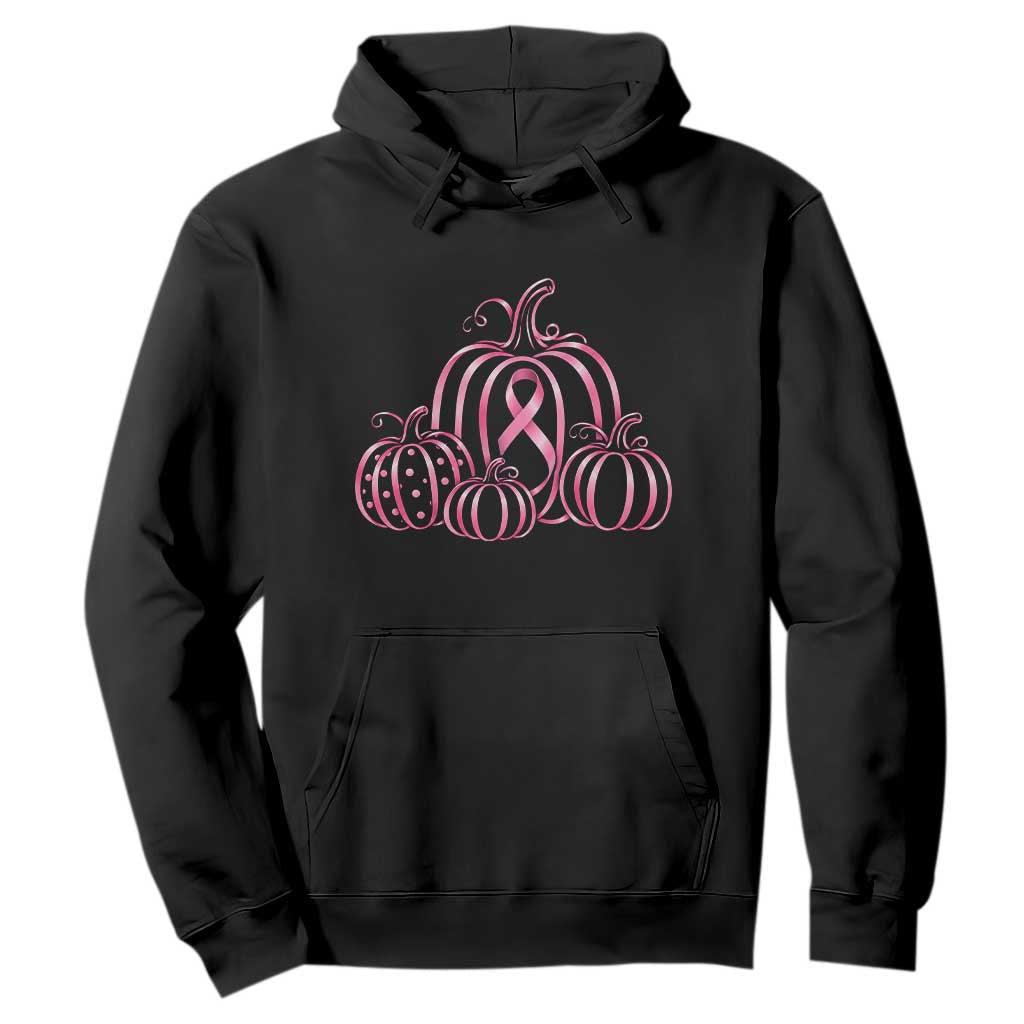 Pink Ribbon Pumpkin Graphic Breast Cancer Support Halloween Graphic Hoodie