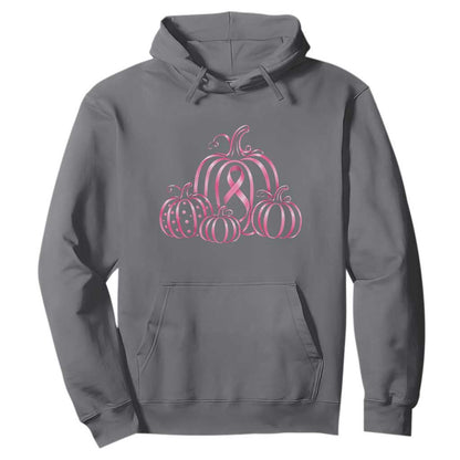 Pink Ribbon Pumpkin Graphic Breast Cancer Support Halloween Graphic Hoodie