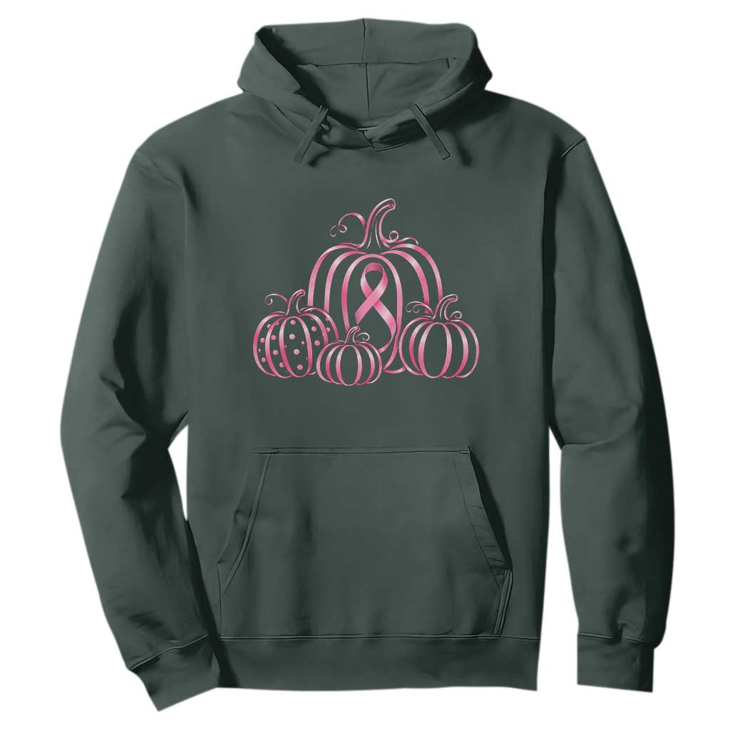 Pink Ribbon Pumpkin Graphic Breast Cancer Support Halloween Graphic Hoodie