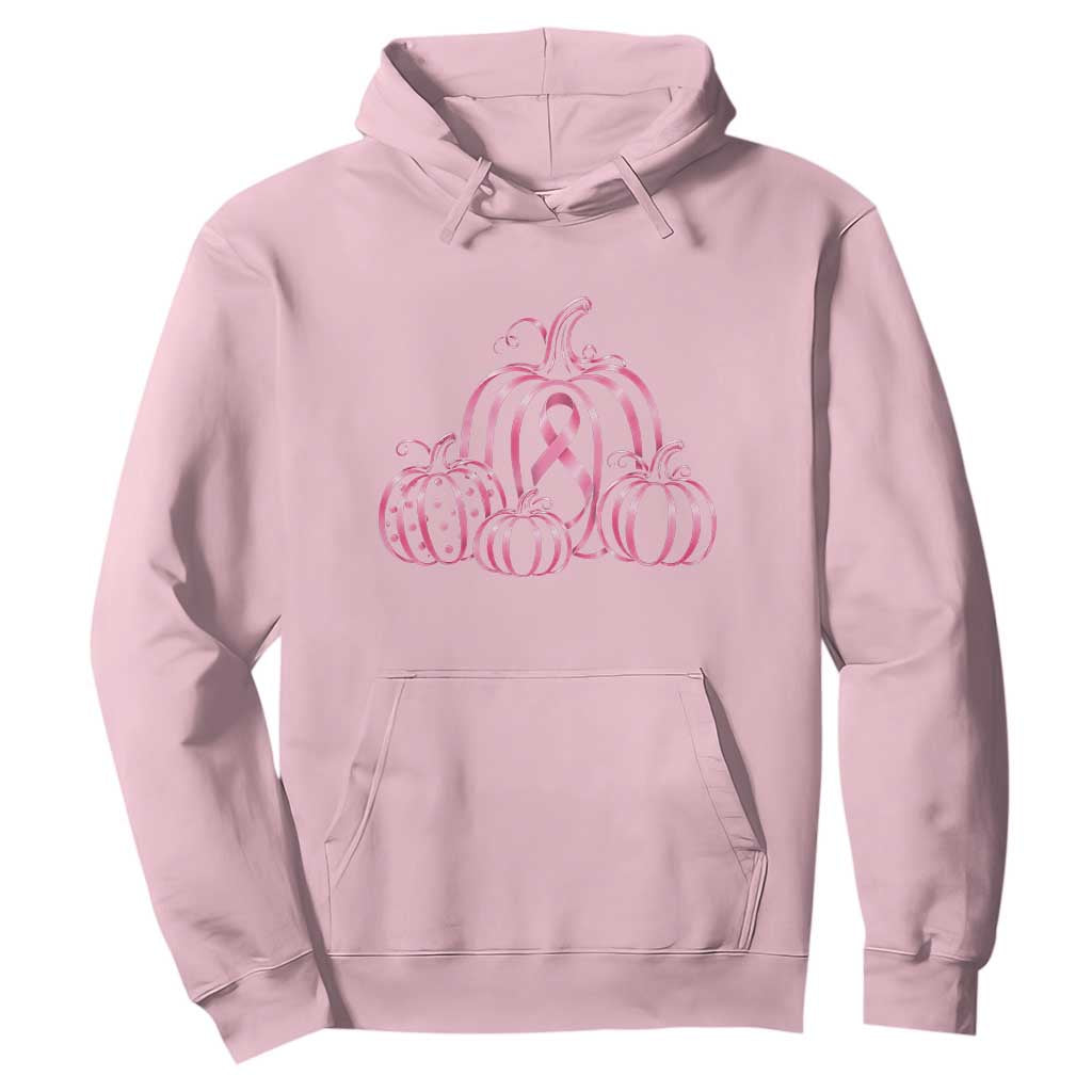 Pink Ribbon Pumpkin Graphic Breast Cancer Support Halloween Graphic Hoodie
