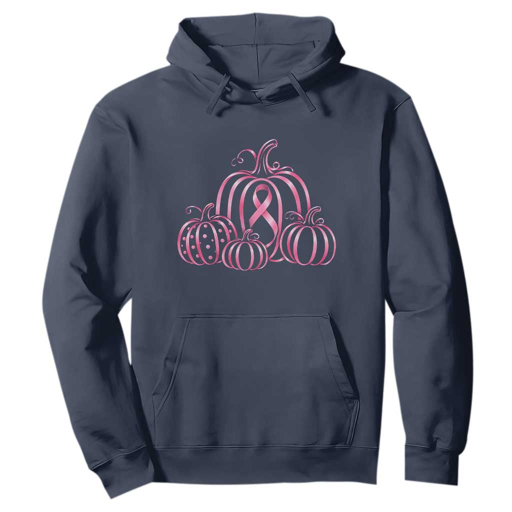 Pink Ribbon Pumpkin Graphic Breast Cancer Support Halloween Graphic Hoodie