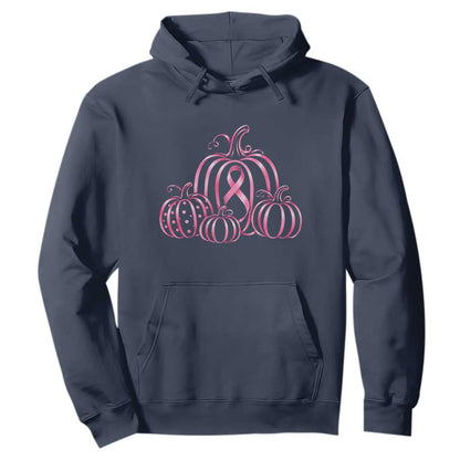 Pink Ribbon Pumpkin Graphic Breast Cancer Support Halloween Graphic Hoodie