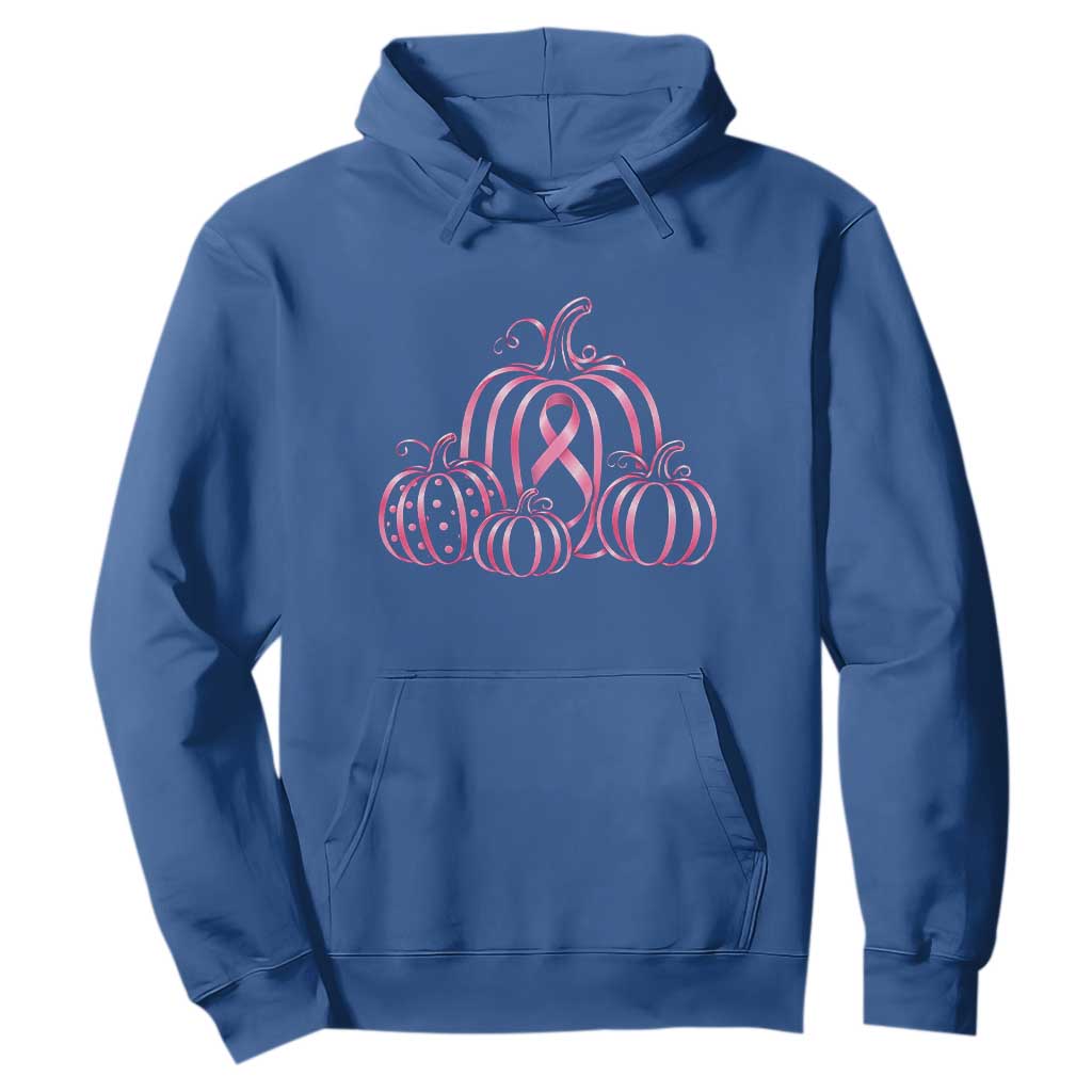 Pink Ribbon Pumpkin Graphic Breast Cancer Support Halloween Graphic Hoodie