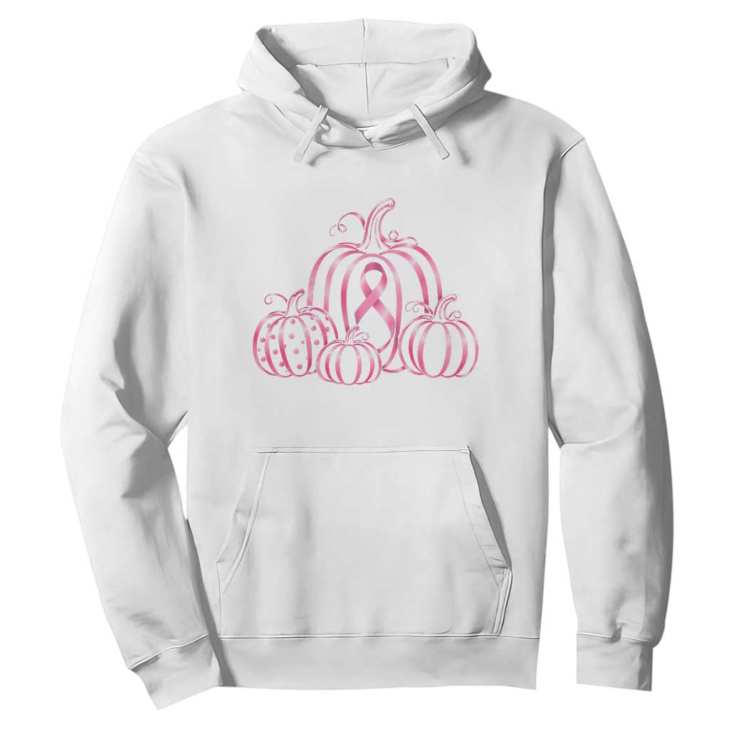 Pink Ribbon Pumpkin Graphic Breast Cancer Support Halloween Graphic Hoodie