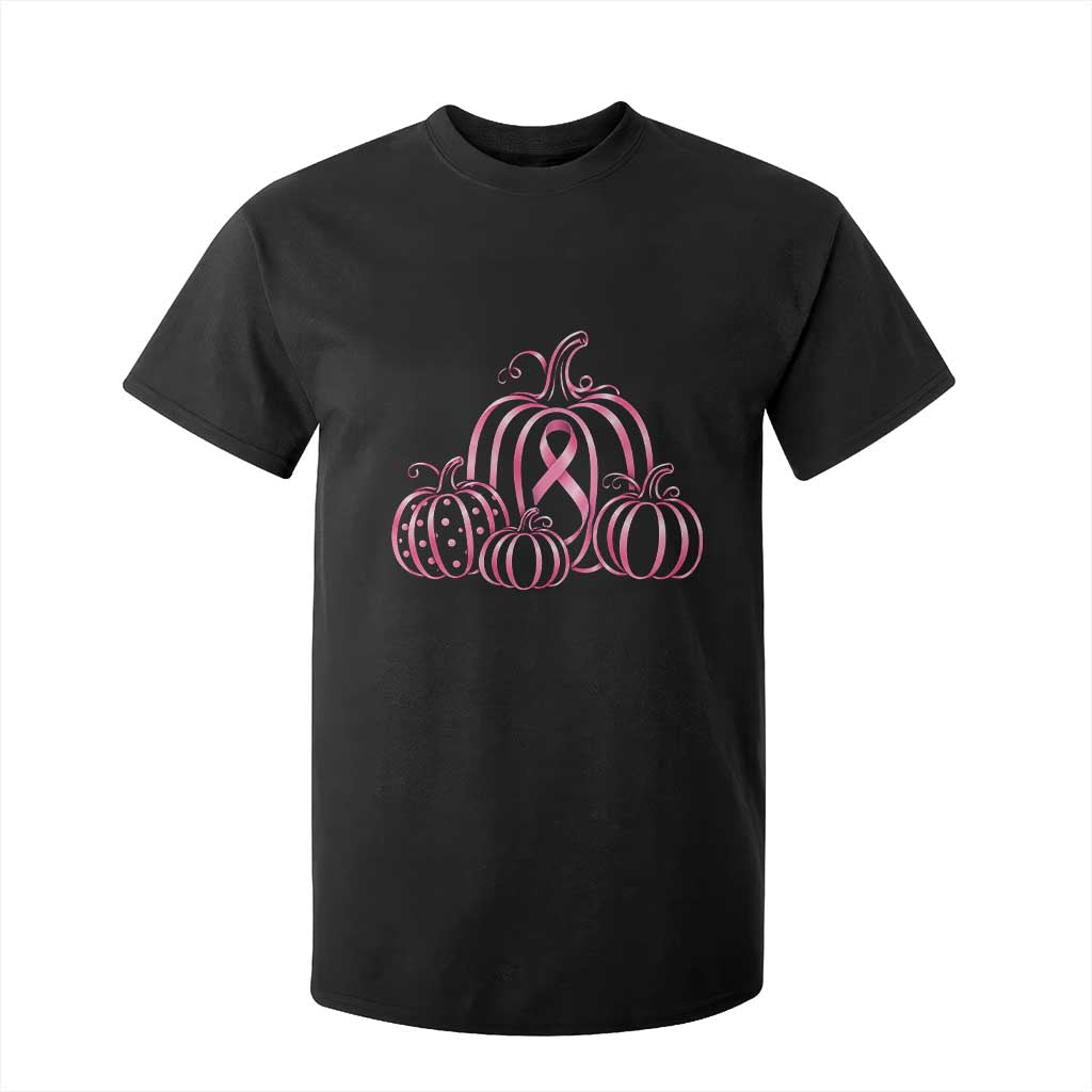 Pink Ribbon Pumpkin Graphic Breast Cancer Support Halloween Graphic T Shirt For Kid