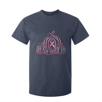 Pink Ribbon Pumpkin Graphic Breast Cancer Support Halloween Graphic T Shirt For Kid