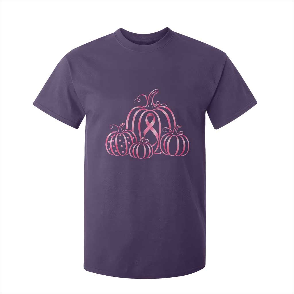 Pink Ribbon Pumpkin Graphic Breast Cancer Support Halloween Graphic T Shirt For Kid