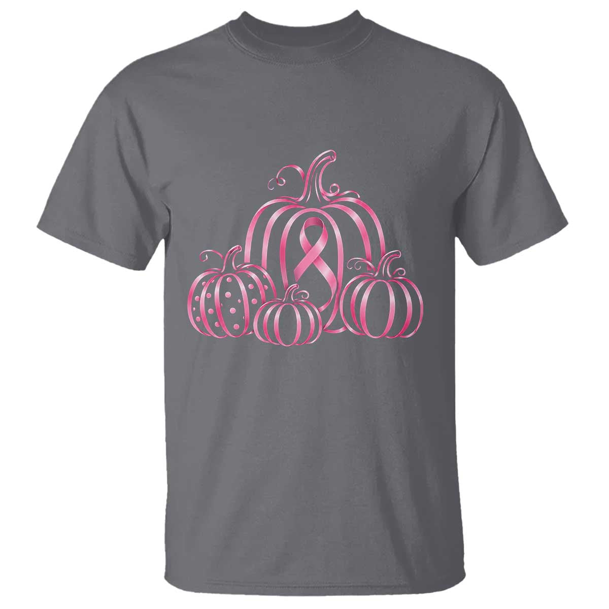 Pink Ribbon Pumpkin Graphic Breast Cancer Support Halloween Graphic T Shirt