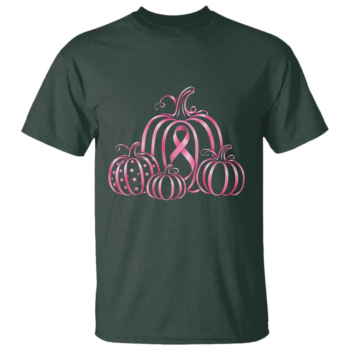 Pink Ribbon Pumpkin Graphic Breast Cancer Support Halloween Graphic T Shirt