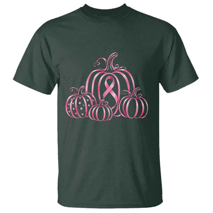 Pink Ribbon Pumpkin Graphic Breast Cancer Support Halloween Graphic T Shirt