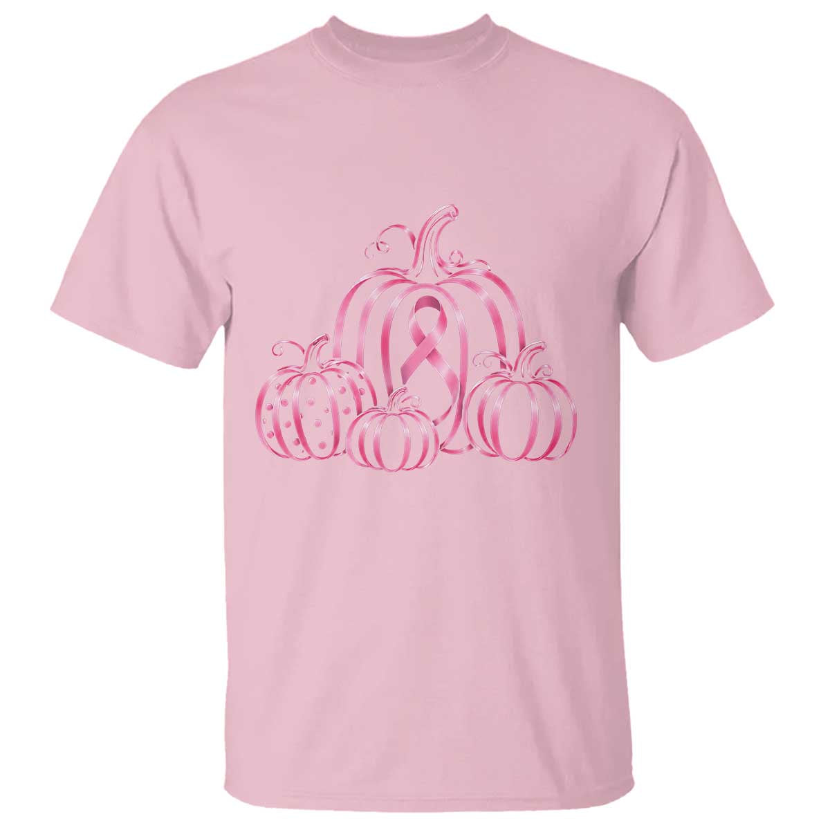 Pink Ribbon Pumpkin Graphic Breast Cancer Support Halloween Graphic T Shirt