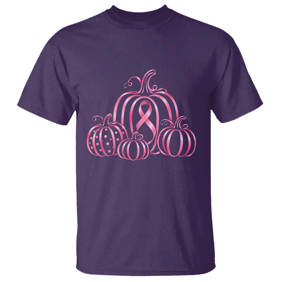 Pink Ribbon Pumpkin Graphic Breast Cancer Support Halloween Graphic T Shirt
