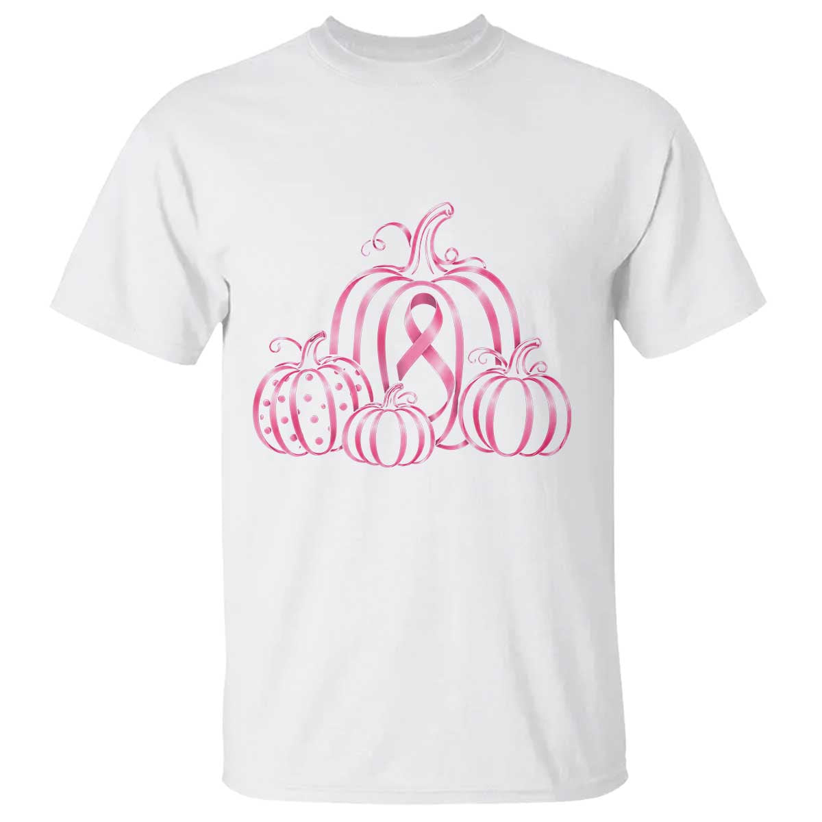 Pink Ribbon Pumpkin Graphic Breast Cancer Support Halloween Graphic T Shirt