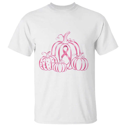 Pink Ribbon Pumpkin Graphic Breast Cancer Support Halloween Graphic T Shirt