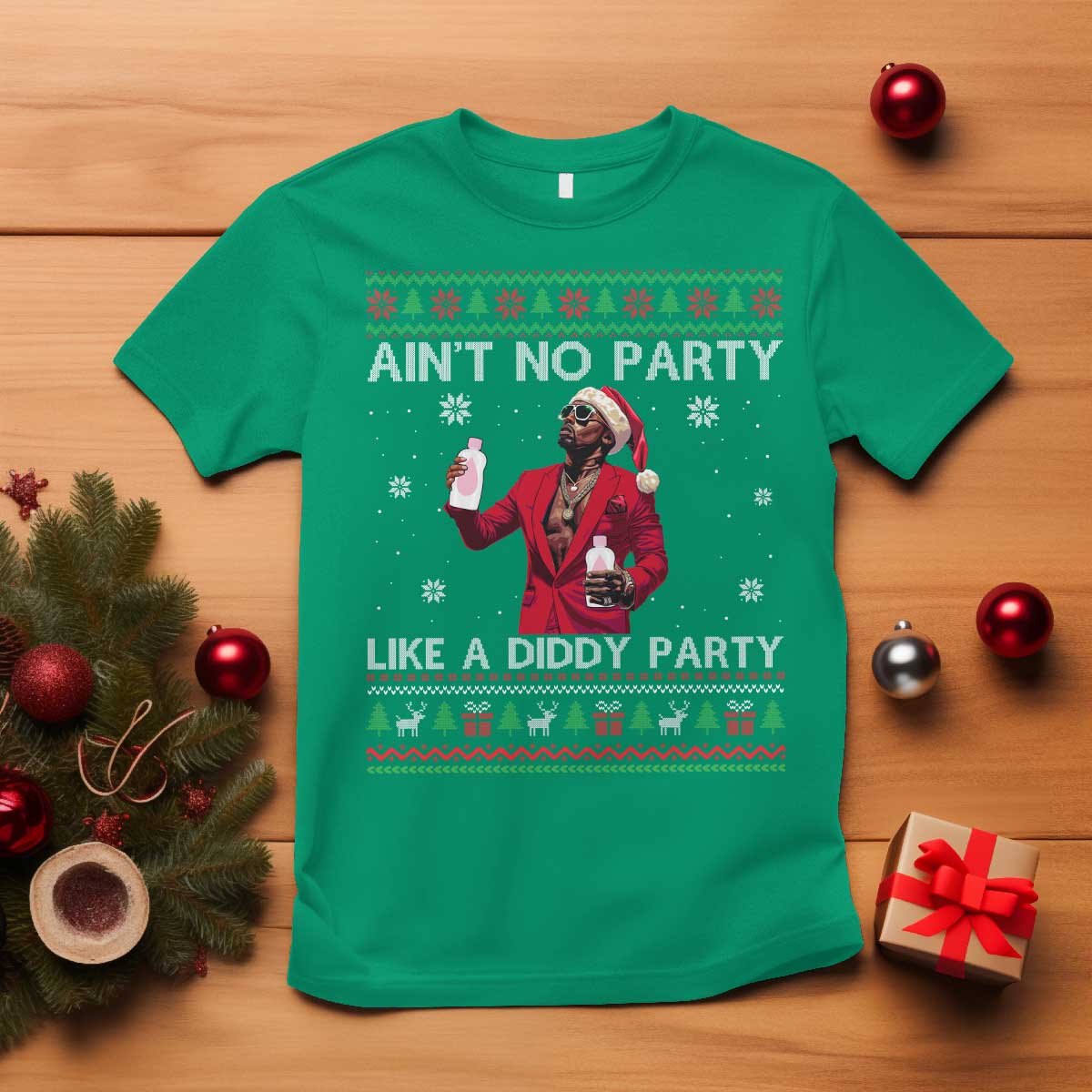 funny-ugly-christmas-t-shirt-aint-no-party-like-a-diddy-party