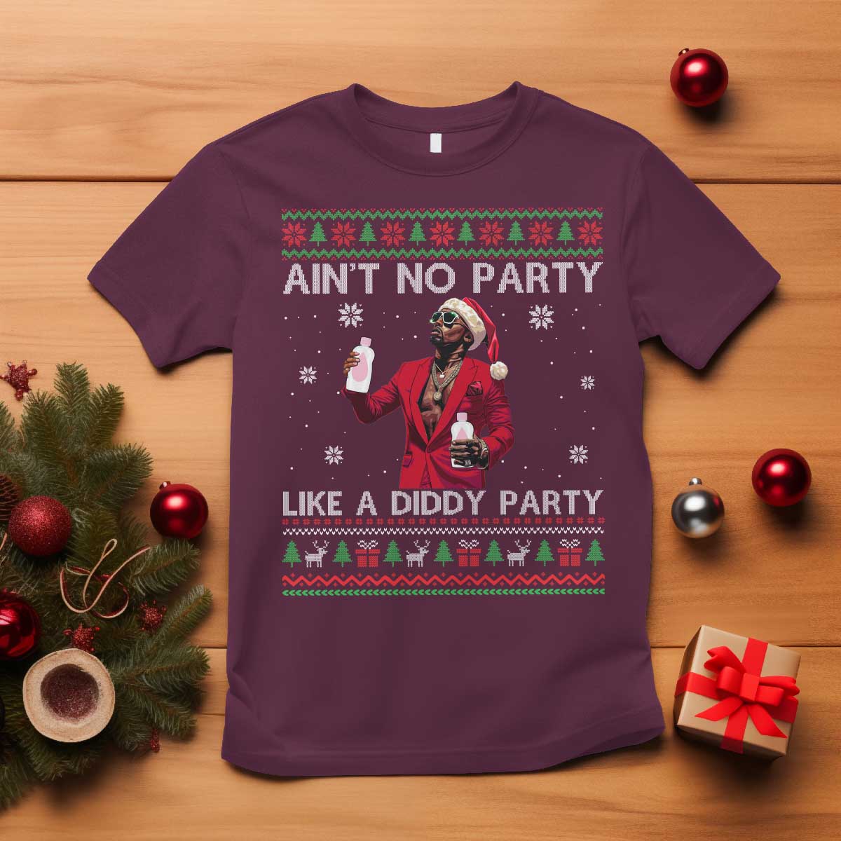 funny-ugly-christmas-t-shirt-aint-no-party-like-a-diddy-party