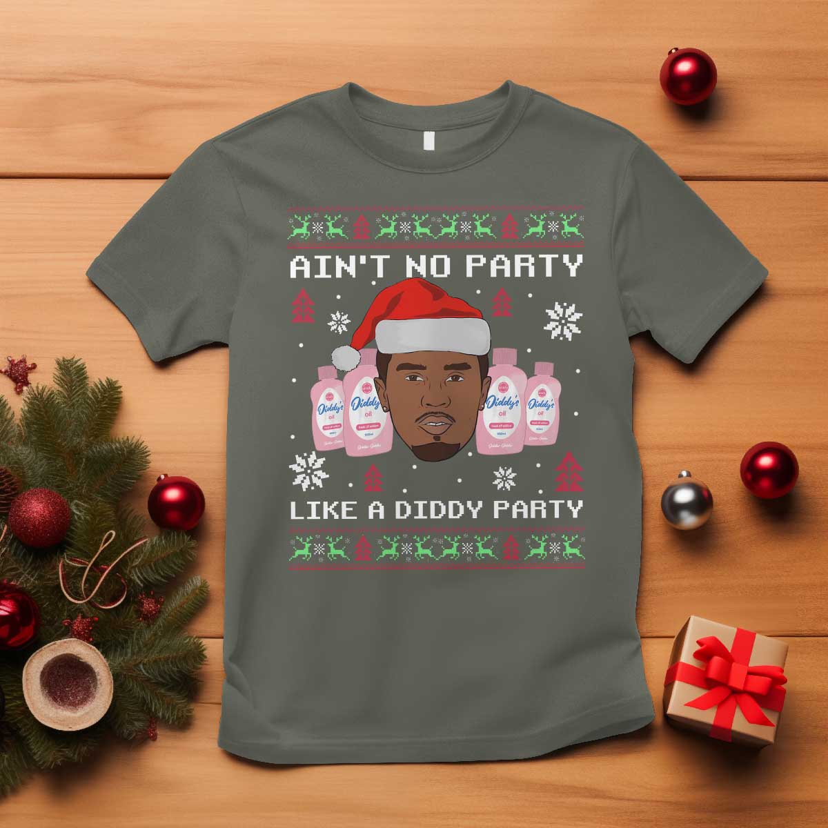 funny-christmas-t-shirt-aint-no-party-like-a-diddy-party-baby-oil-ugly-sweater-gifts