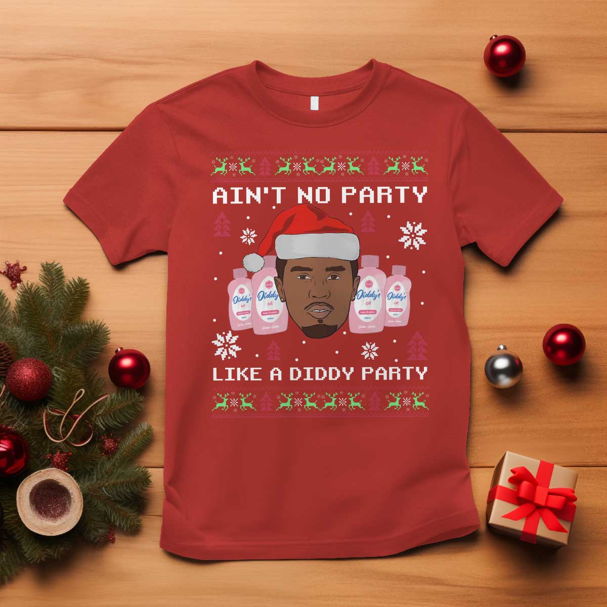 funny-christmas-t-shirt-aint-no-party-like-a-diddy-party-baby-oil-ugly-sweater-gifts