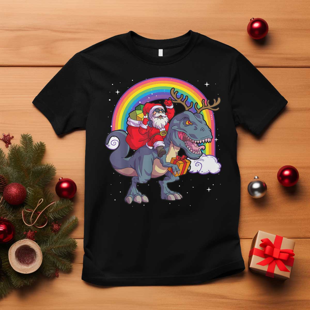 christmas-santa-riding-dinosaur-deer-xmas-t-shirt