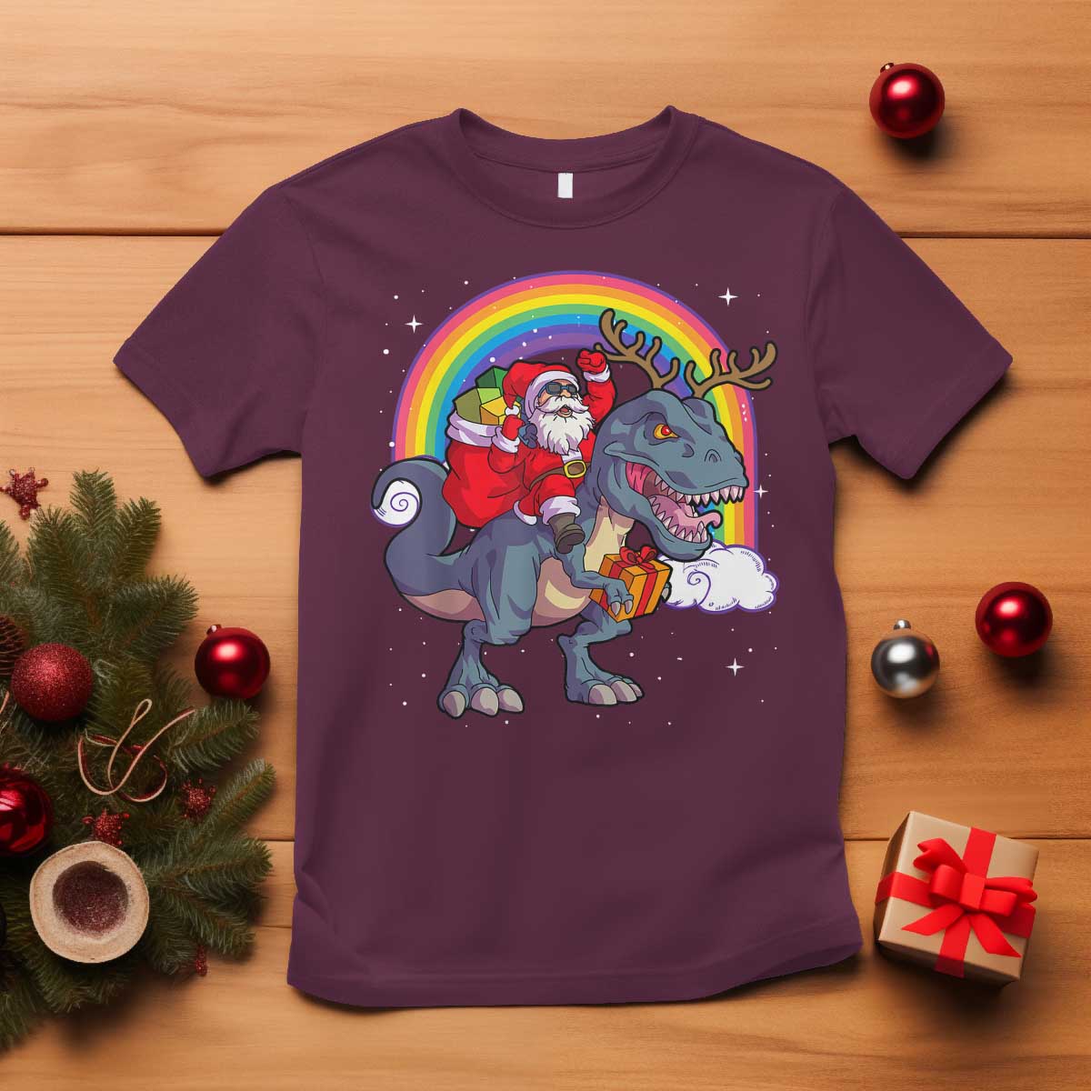 christmas-santa-riding-dinosaur-deer-xmas-t-shirt