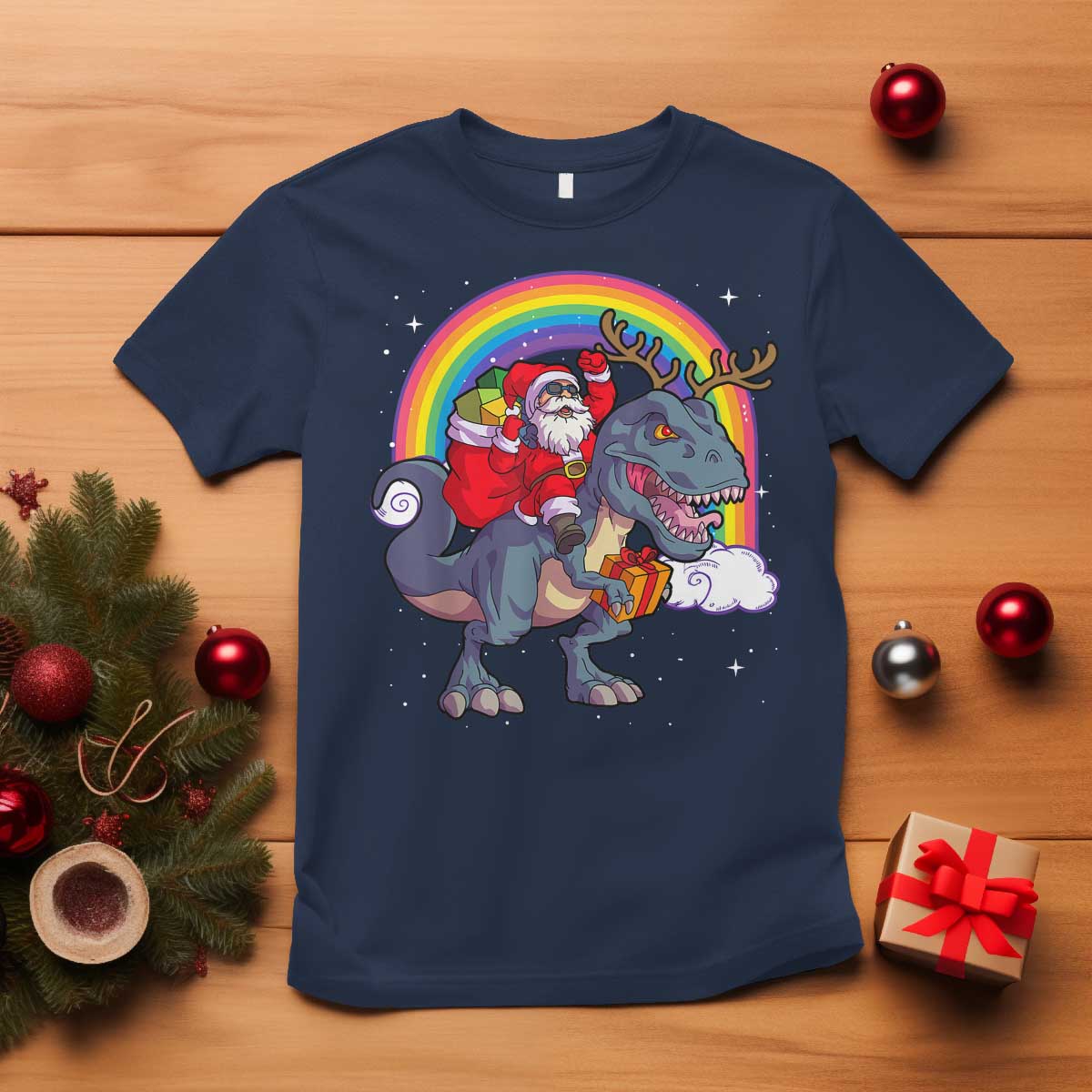 christmas-santa-riding-dinosaur-deer-xmas-t-shirt