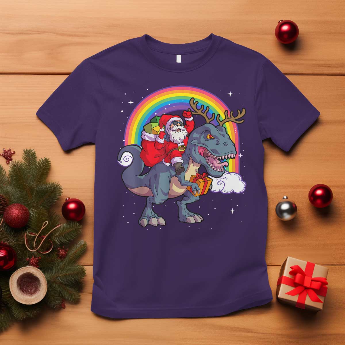 christmas-santa-riding-dinosaur-deer-xmas-t-shirt
