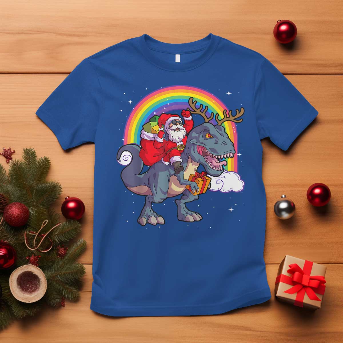 christmas-santa-riding-dinosaur-deer-xmas-t-shirt