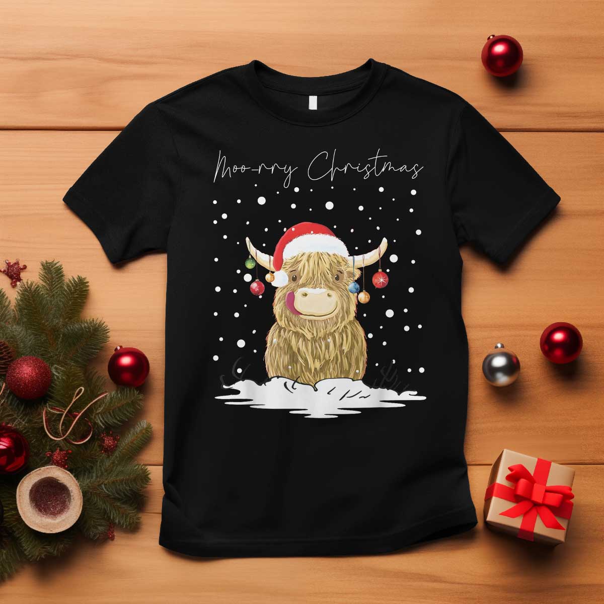 christmas-cow-t-shirt-scottish-highland-cow-moo-rry-christmas