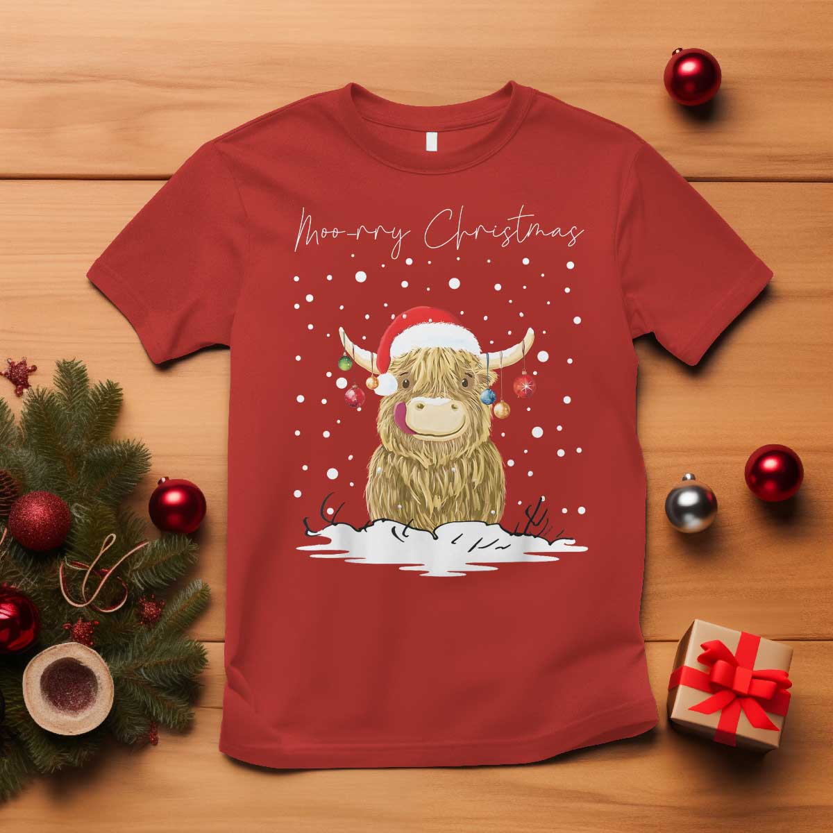 christmas-cow-t-shirt-scottish-highland-cow-moo-rry-christmas