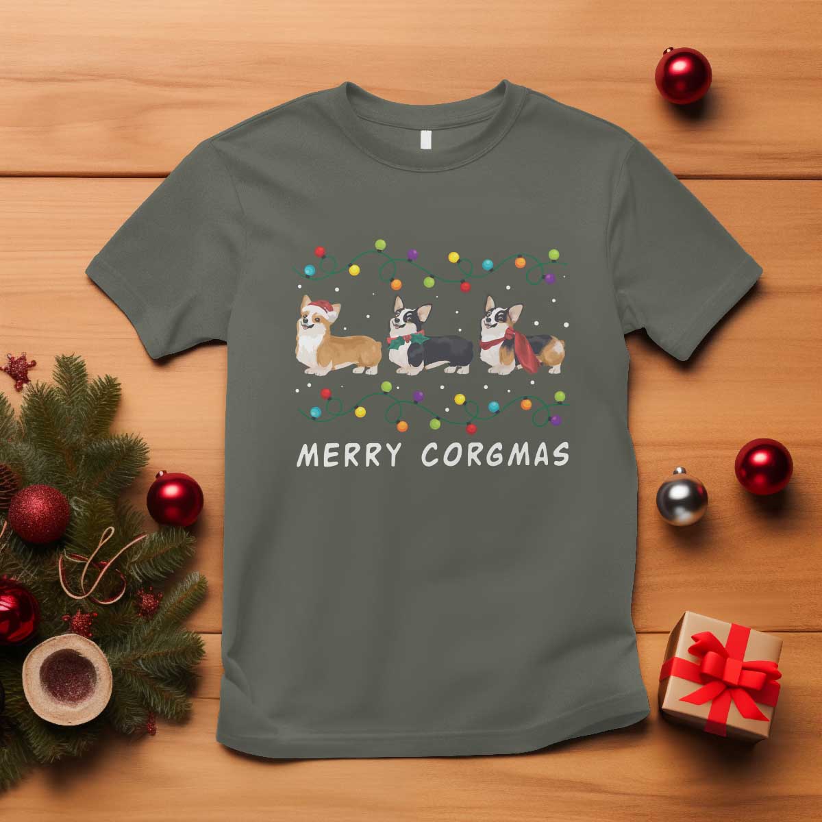 corgi-dog-christmas-t-shirt-merry-corgmas-santa-tree-lights-xmas-dog-mom-ugly