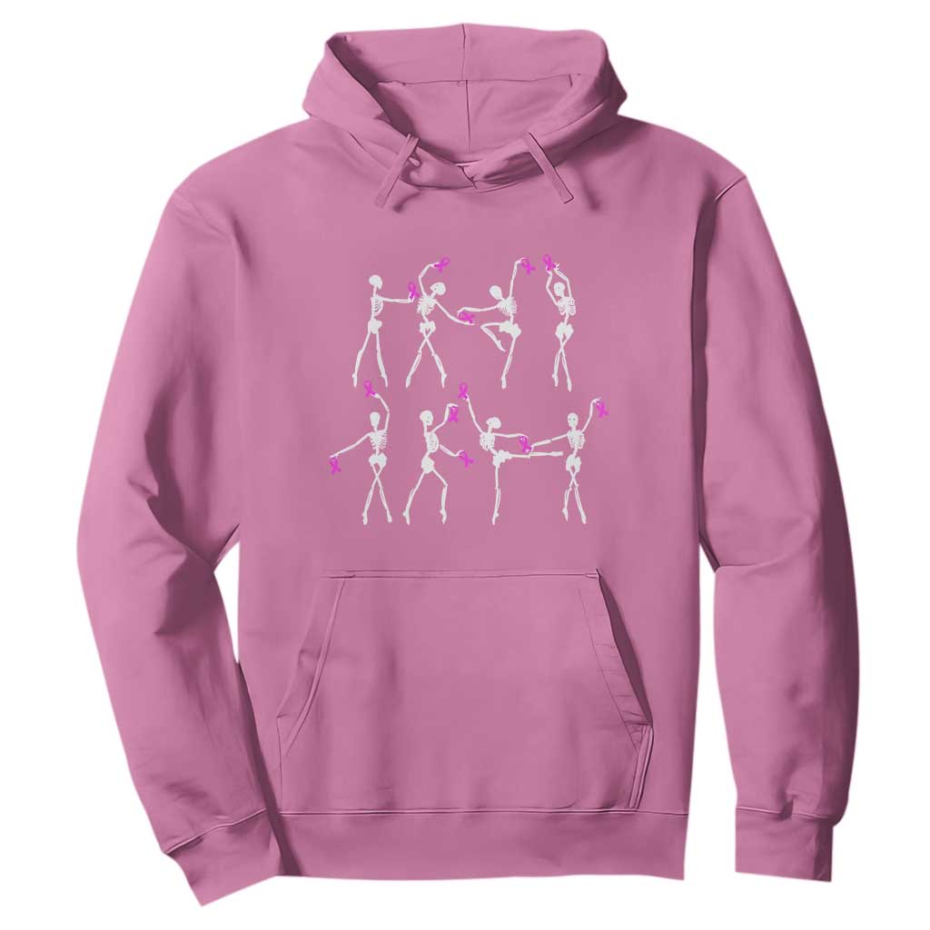 Pink Ribbon Breast Cancer Support Hoodie Skeleton Ballerinas Ballet Dance Cute Halloween