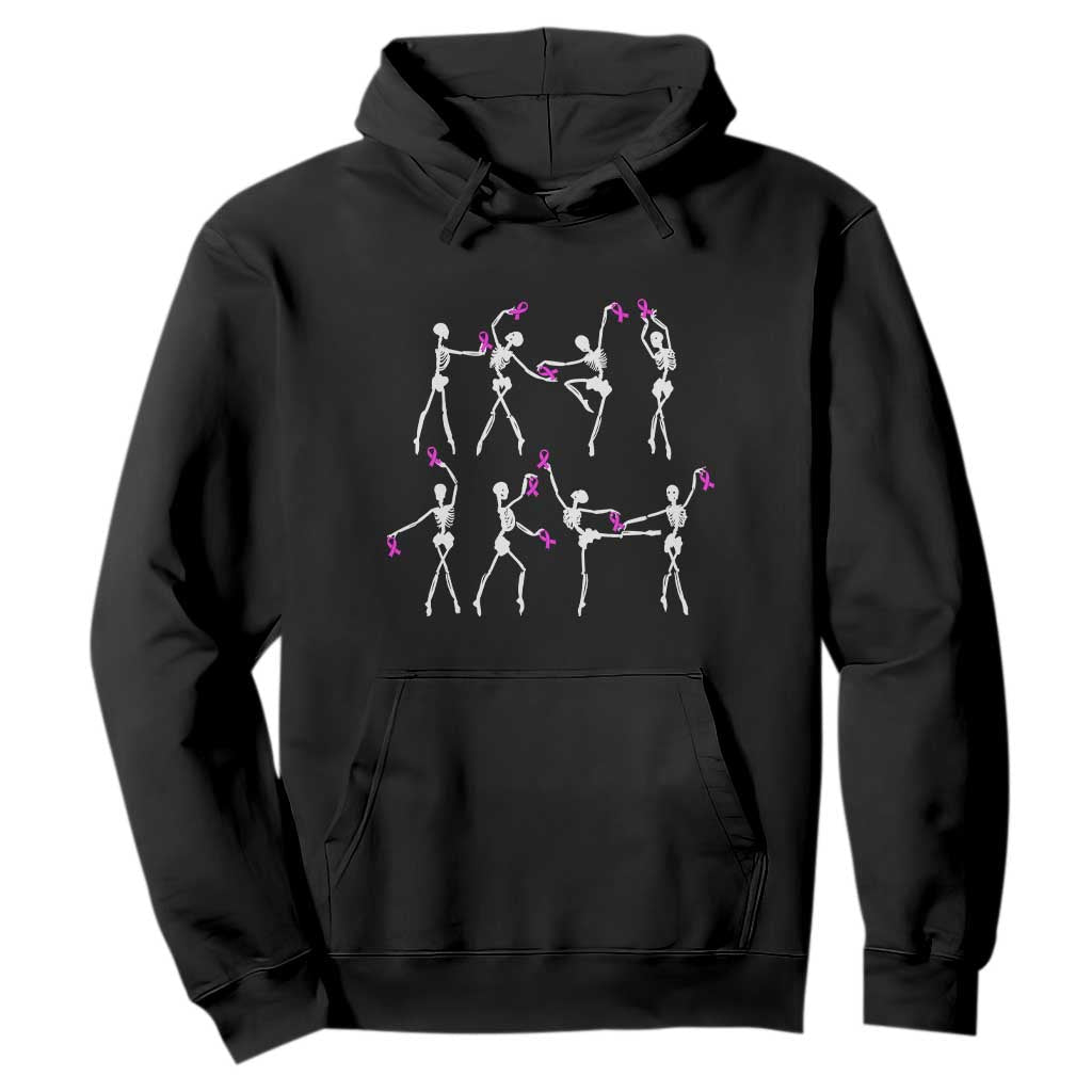 Pink Ribbon Breast Cancer Support Hoodie Skeleton Ballerinas Ballet Dance Cute Halloween