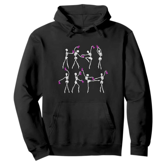 Pink Ribbon Breast Cancer Support Hoodie Skeleton Ballerinas Ballet Dance Cute Halloween
