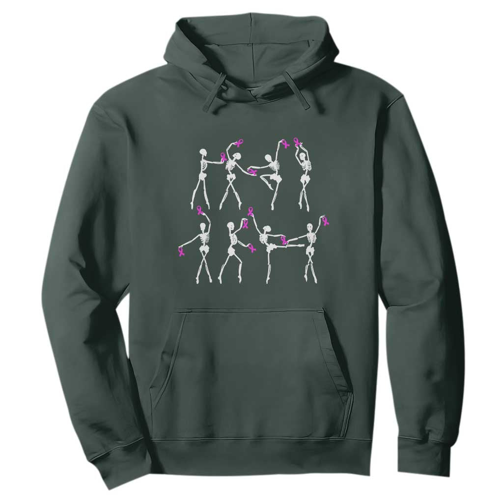 Pink Ribbon Breast Cancer Support Hoodie Skeleton Ballerinas Ballet Dance Cute Halloween
