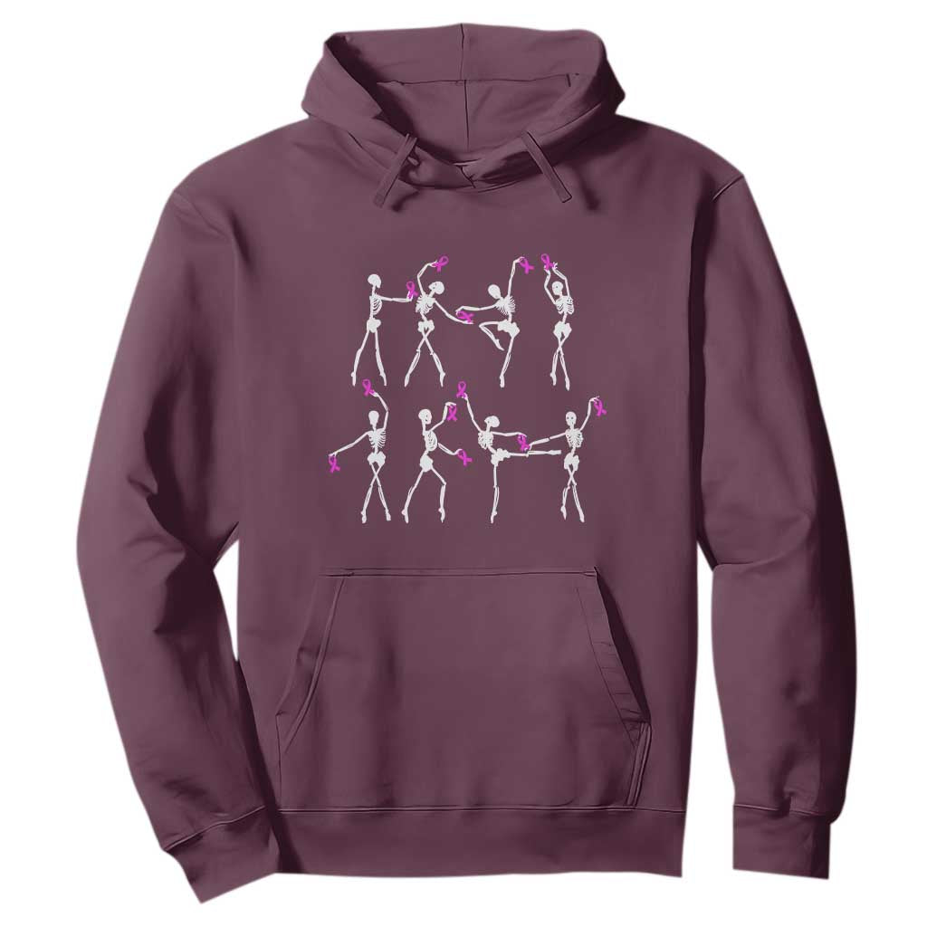 Pink Ribbon Breast Cancer Support Hoodie Skeleton Ballerinas Ballet Dance Cute Halloween